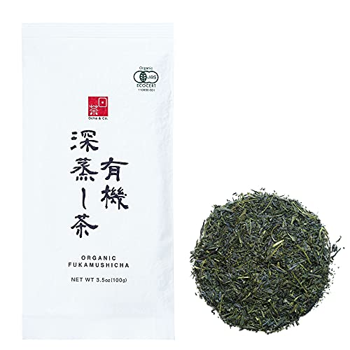 Ocha & Co. Organic Fukamushi Tea - Loose Leaf Japanese Deep Steamed Sencha Green Tea - Intense Taste Tea, 100g/3.5oz.