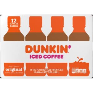 dunkin donuts iced coffee, original, 13.7 fluid ounce (pack of 12)