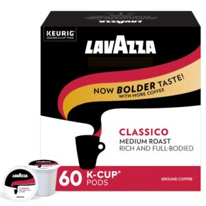 lavazza classico medium roast coffee, keurig k-cups, 60 count, 10 count (pack of 6)