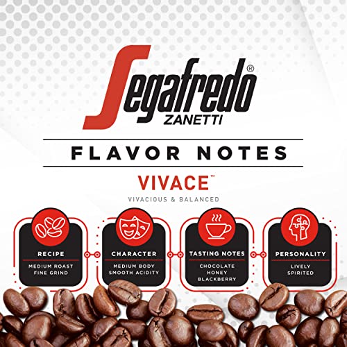 Segafredo Zanetti Ground Coffee, Vivace Medium Roast, Made with Arabica Beans, Vivacious and Balanced Flavor