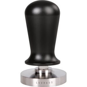 luxhaus espresso tamper - 58mm calibrated coffee tamper for espresso machine with spring loaded 100% flat stainless steel base