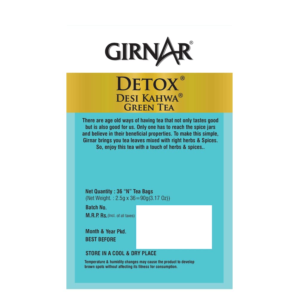 Girnar Detox Green Tea, (36 Teabags)