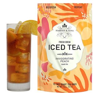 harney & sons iced tea bag of large teabags, peach, 15 count