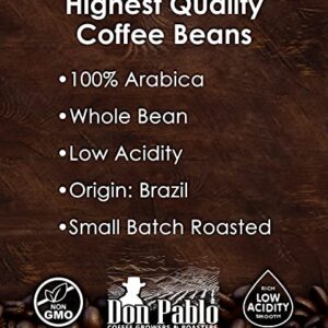 2LB Don Pablo Gourmet Coffee - Brazil Cerrado - Medium Dark Roast - Whole Bean Coffee - 100% Arabica Beans - Low Acidity and Non-GMO - 2lb bag