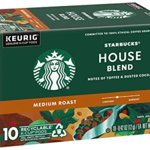 Starbucks Coffee Company Starbucks House Blend Coffee K-Cup Pods, Medium Roast Ground Coffee K-Cups for Keurig Brewing System, 100% Arabica Coffee, 10 CT K-Cups/Box (Pack of 2 Boxes)