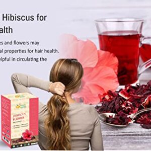 Herbs Botanica Hibiscus Flower Dried Organic For Tea, Hair Growth, Flor De Jamaica Organica Whole Full Flower Petals Cake Decoration & Cocktails 7.05 Oz / 200 Gms