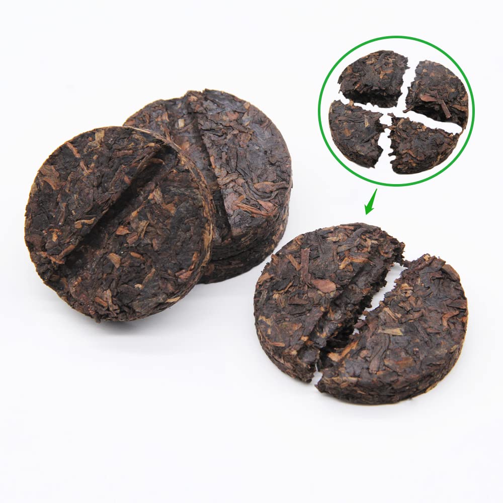 LWXLJMJZC－(24 Cakes-96 Cups) Pu-erh Tea in Bamboo Leaf Tube -Ripe Puerh Tea Cake -Easily Divided into Halves or Quarters-Shu Puer Tea-Ripe Puerh Tea Mini Cakes (200g/7.1 oz)