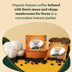 Organic Instant Coffee Powder by Four Sigmatic | Arabica Instant Coffee Singles with Lion's Mane, Chaga and Rhodiola | Mushroom Coffee Instant Mix for Better Focus and Immune Support | 10 Packets