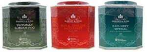 harney & sons historic royal palaces black tea collection set of 3 - victorian london fog, royal english breakfast, & earl grey imperial