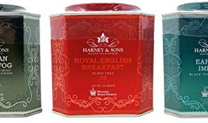 Harney & Sons Historic Royal Palaces Black Tea Collection Set of 3 - Victorian London Fog, Royal English Breakfast, & Earl Grey Imperial