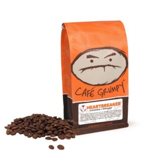 café grumpy coffee - heartbreaker blend, 12oz bag, medium roast, drip, french press, pour over, cold brew (whole beans)