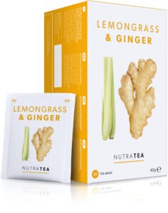nutra tea - lemongrass & ginger tea - 20 tea bags - herbal tea
