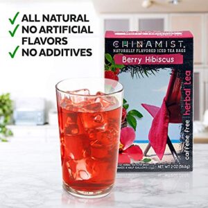 China Mist Iced Tea – Berry Hibiscus Herbal Tea Infusion – Refreshing and Delicious – Each Tea Bag Yields 1/2 Gallon – 4 bags.