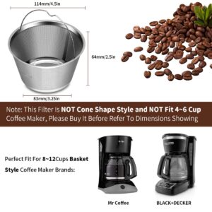 8-12 Cup Reusable Basket Permanent Coffee Filters, Perfect Fit 8-12 Cup Hamilton Beach Cuisinart Basket-Style Coffee Maker Filters and Replace Basket Paper Filters (Hamilton Beach)