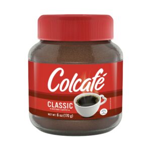colcafé classic instant coffee jar | unique taste & aroma | ready in seconds | 100% colombian coffee | 6 ounce (pack of 1)