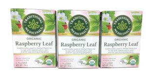 traditional medicinals organic raspberry leaf herbal tea caffeine free, 16 ct. (pack of 3)