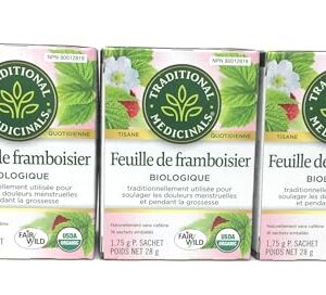 Traditional Medicinals Organic Raspberry Leaf Herbal Tea Caffeine Free, 16 ct. (Pack Of 3)