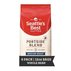 seattle's best coffee portside blend medium roast whole bean coffee | 12 ounce bags (pack of 6)