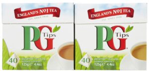pg tips black tea, pyramid tea bags, 40 count (pack of 2)