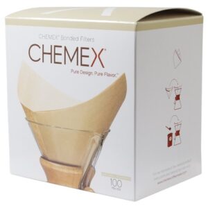 chemex bonded pre-folded unbleached square coffee filters, set of 200