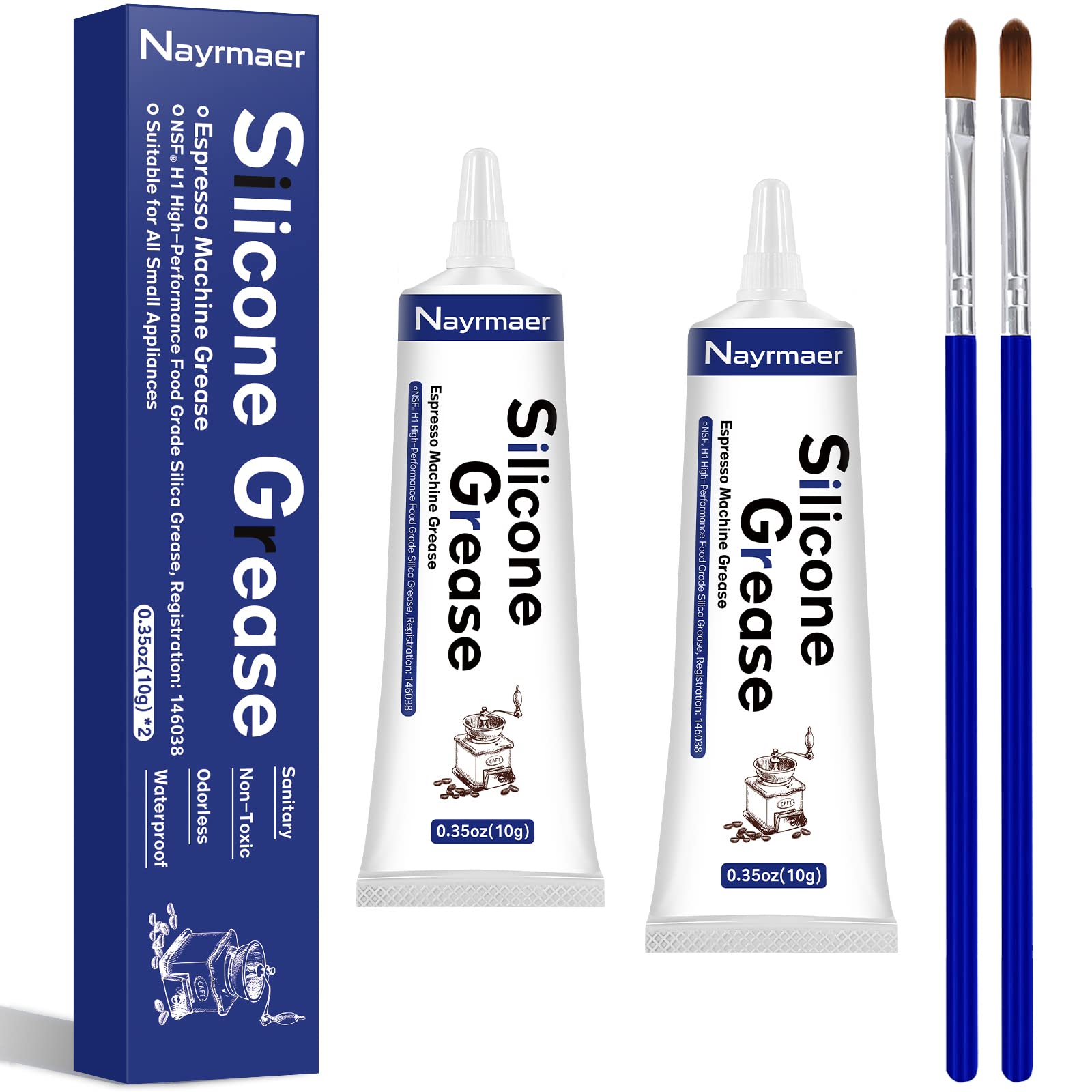 Espresso Machine Grease, 2 x 10g Silicone Grease Maintenance Kit for Care and Maintenance of All Coffee Machines, Food Grade Grease for All Expresso Machines