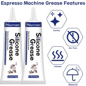 Espresso Machine Grease, 2 x 10g Silicone Grease Maintenance Kit for Care and Maintenance of All Coffee Machines, Food Grade Grease for All Expresso Machines