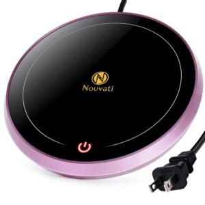 nouvati mug warmer/candle warmer plate/coffee warmer for desk auto shut off: excellent heating, 2 heating modes, safety features, sleek & compact design; tea warmer (rose pink)