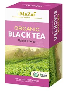 imozai organic black tea bags 100 count individually wrapped