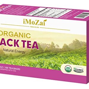 Imozai Organic Black Tea Bags 100 Count Individually Wrapped