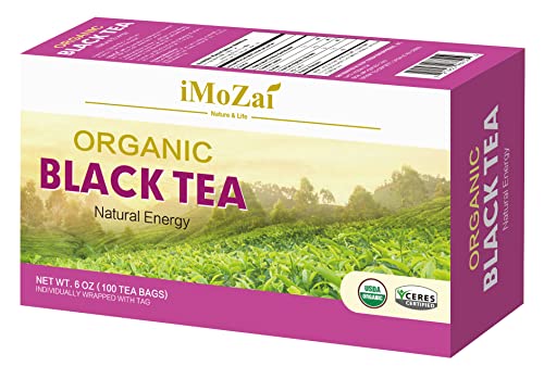 Imozai Organic Black Tea Bags 100 Count Individually Wrapped