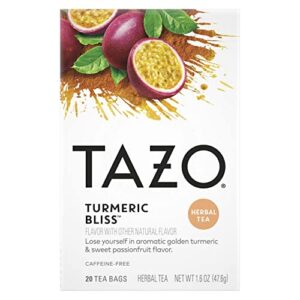 tazo turmeric bliss herbal tea bags, 20 count (pack of 6)