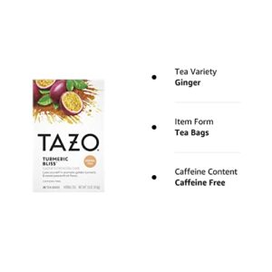 TAZO Turmeric Bliss Herbal Tea Bags, 20 Count (Pack of 6)