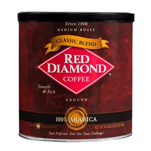 red diamond ground coffee | classic blend | medium roast | arabica beans | smooth & rich flavor | 34.5 ounce resealable can