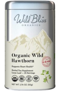 organic hawthorn loose leaf and flower tea - caffeine free herbal tea - pharmacopoeia potency - 1.76 oz - 25 servings