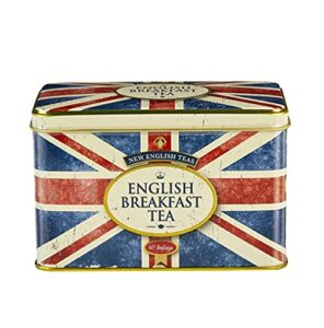 new english teas union jack tea tin with 40 english breakfast teabags, british souvenir