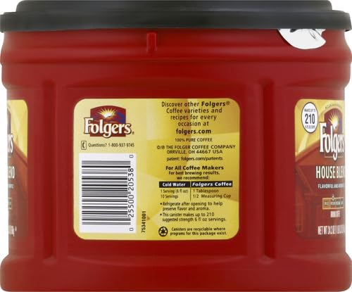 Folgers House Blend Medium Roast Ground Coffee, 24.2 Ounces