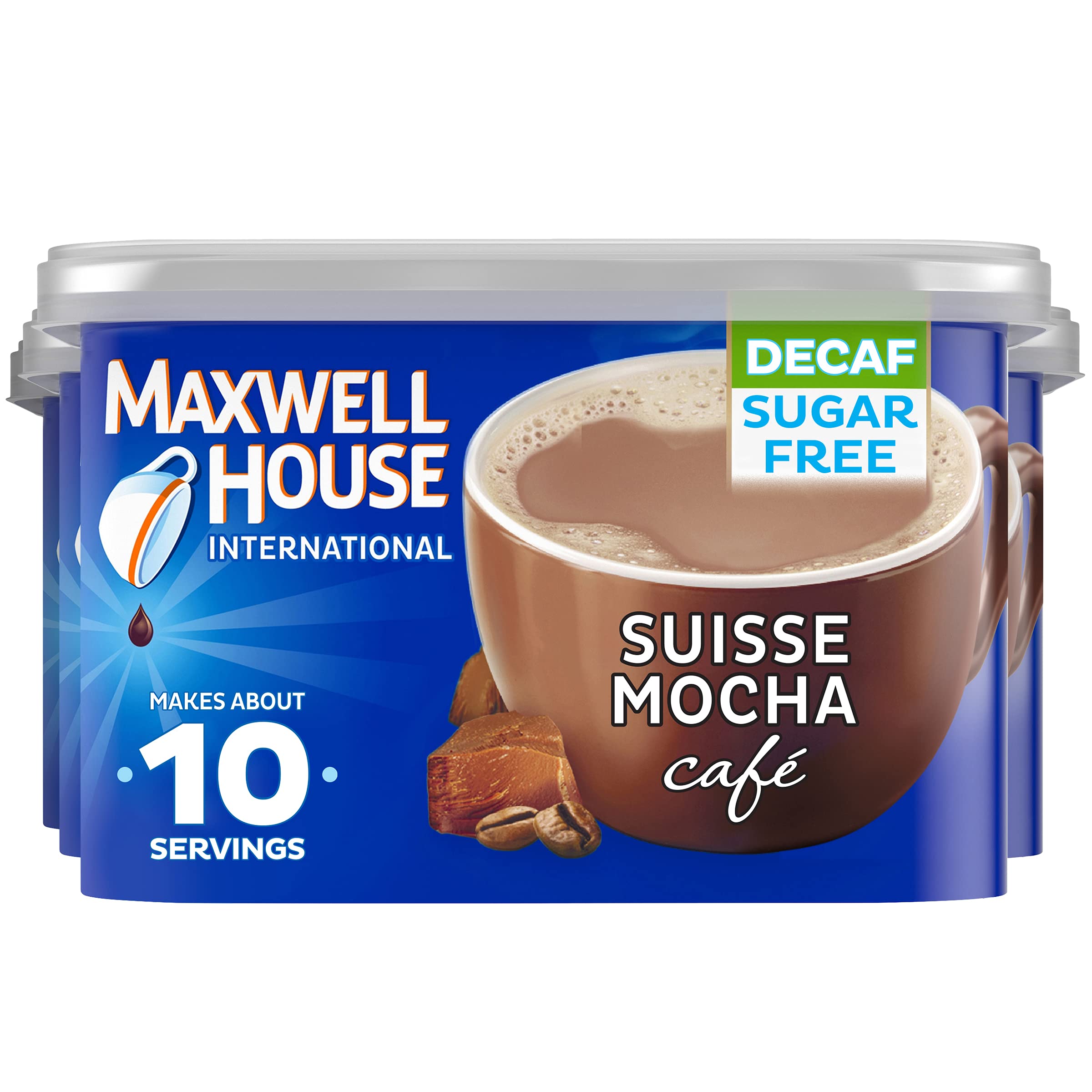 Maxwell House International Suisse Mocha Café-Style Decaf Sugar Free Instant Coffee Beverage Mix (4 ct Pack, 4 oz Canisters)