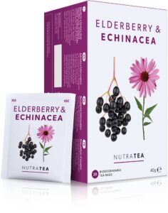 nutra tea - elderberry & echinacea tea | elderberry tea - immunity tea | immune tea - 20 tea bags - herbal tea