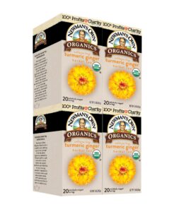 newman’s own organic turmeric ginger herbal tea caffeine-free may aid digestion and boost immunity turmeric tea with20 individually wrapped tea bags per box (pack of 4) usda certified