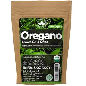 oregano tea 8oz - 100% certified organic (usda seal) oregano cut & sifted loose leaf herbal tea (origanum vulgare) in kraft bpa free resealable bag (100+ cups)