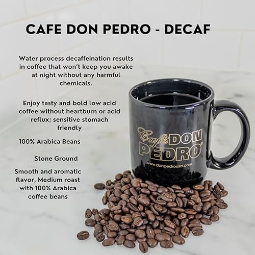 Cafe Don Pedro Decaf Premium Low Acid Coffee Pods - Enjoy Tasty Coffee Without Jitters - Compatible with Keurig K-cup Coffee Maker, 72 count