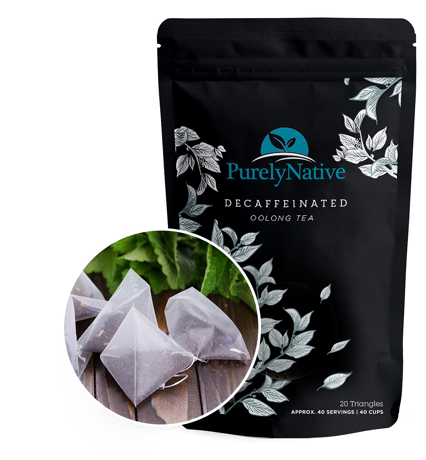 Decaffeinated Oolong Tea Bags, Great For Caffeine Free Hot Brew, Iced Or Kombucha Tea | Decaf Oolong Tea Triangles | 20 Tea Bag Sachets Makes 40 Cups Of Tea