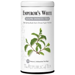 the republic of tea emperor's 100% white tea, zero calorie, sugar-free, carb-free, 50 tea bag tin