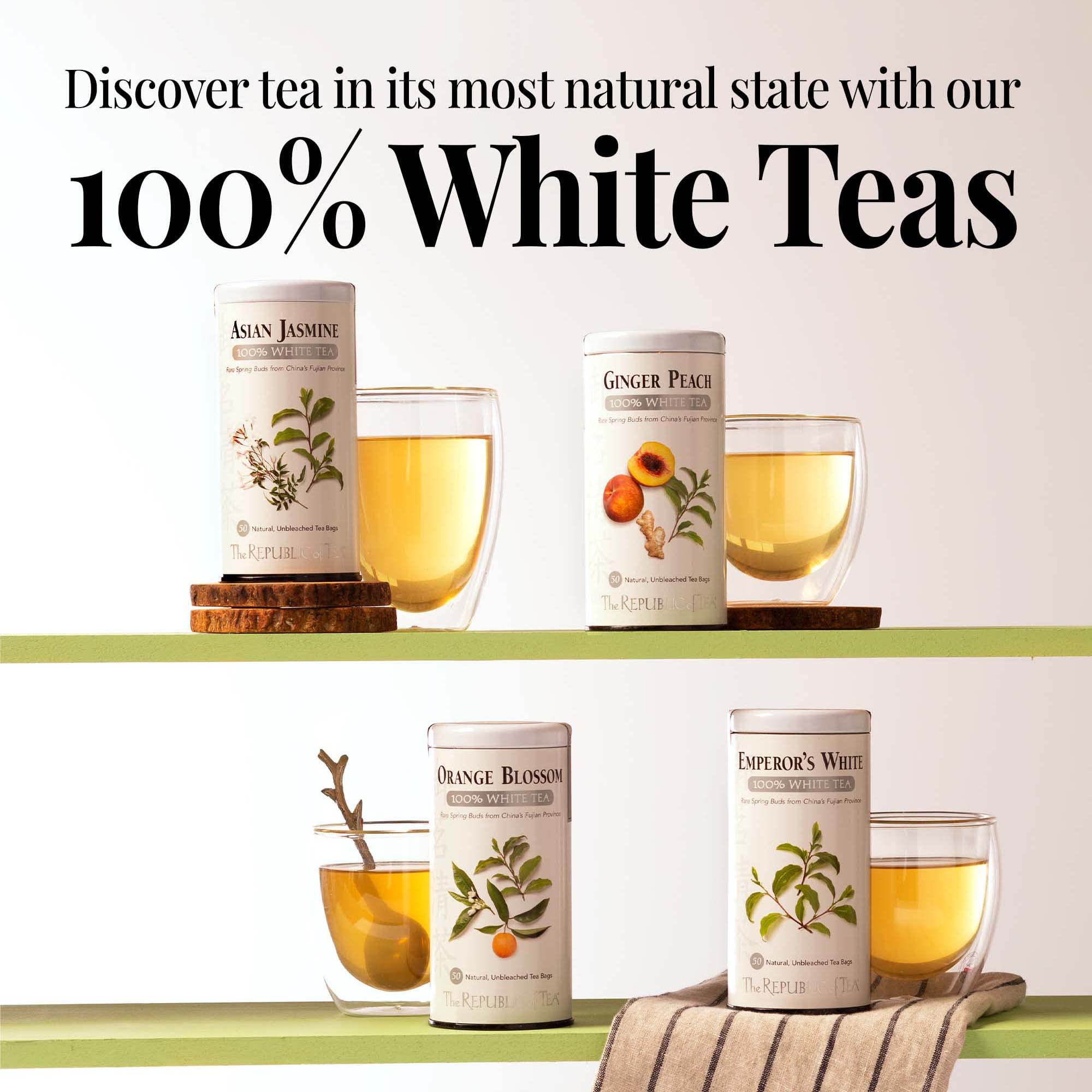 The Republic of Tea Emperor's 100% White Tea, Zero Calorie, Sugar-Free, Carb-Free, 50 Tea Bag Tin