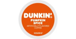 dunkin donuts pumpkin spice coffee, 22 coffee pods, compatible with keurig coffee makers