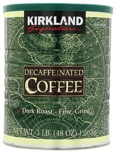 kirkland signature 100% colombian dark roast decaffeinated ground coffee, 3 pound (pack of 2)