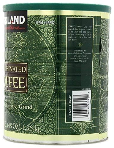 Kirkland Signature 100% Colombian Dark Roast Decaffeinated Ground Coffee, 3 Pound (Pack of 2)