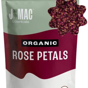 J MAC BOTANICALS, Organic Rose Petals (4 oz) Culinary Grade Dried Rose Petals, Edible Dried Rose Petals for Tea, Cooking and Crafts, Rose Petals for Bathtub, Dried Herbs for Tea, Organic Rose Tea