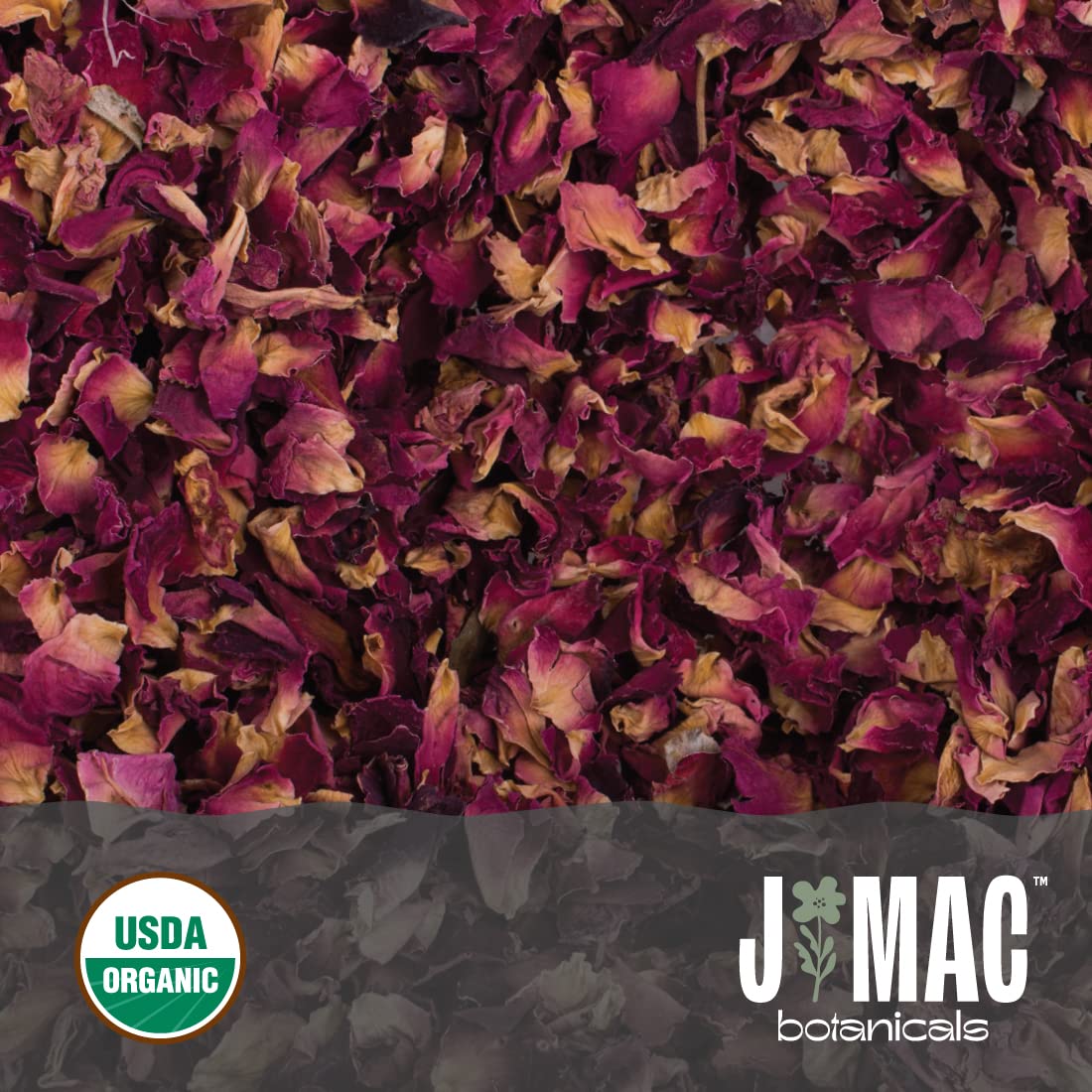 J MAC BOTANICALS, Organic Rose Petals (4 oz) Culinary Grade Dried Rose Petals, Edible Dried Rose Petals for Tea, Cooking and Crafts, Rose Petals for Bathtub, Dried Herbs for Tea, Organic Rose Tea