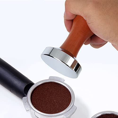 51mm Espresso Tamper-Premium Barista Coffee Tamper Coffee Tamper Classic Series Stainless Steel Espresso Tamper Coffee Press Tool Tamper Espresso Handle, 90x51mm, Solid wood, Stainless steel